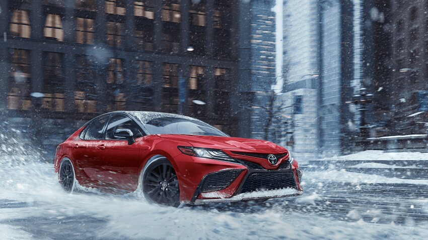 Toyota in snowy urban area - 2022 Camry price concept